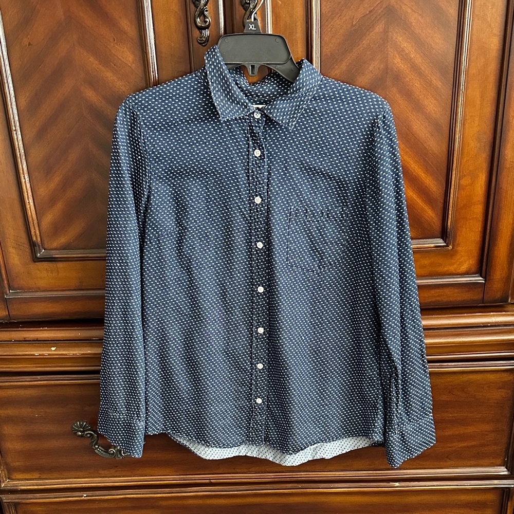J.Crew Women’s Navy Polka Dot Button-Down Shirt